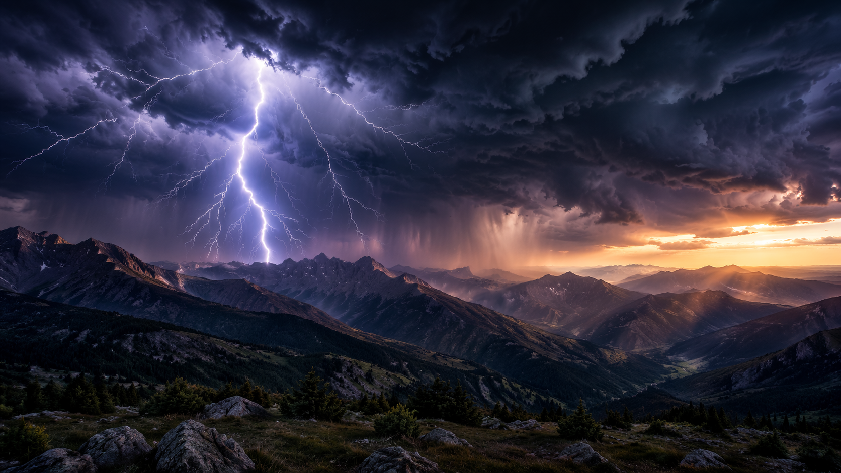 Dreamina thunderstorm filter prompt example 2: Storm Clouds Over City