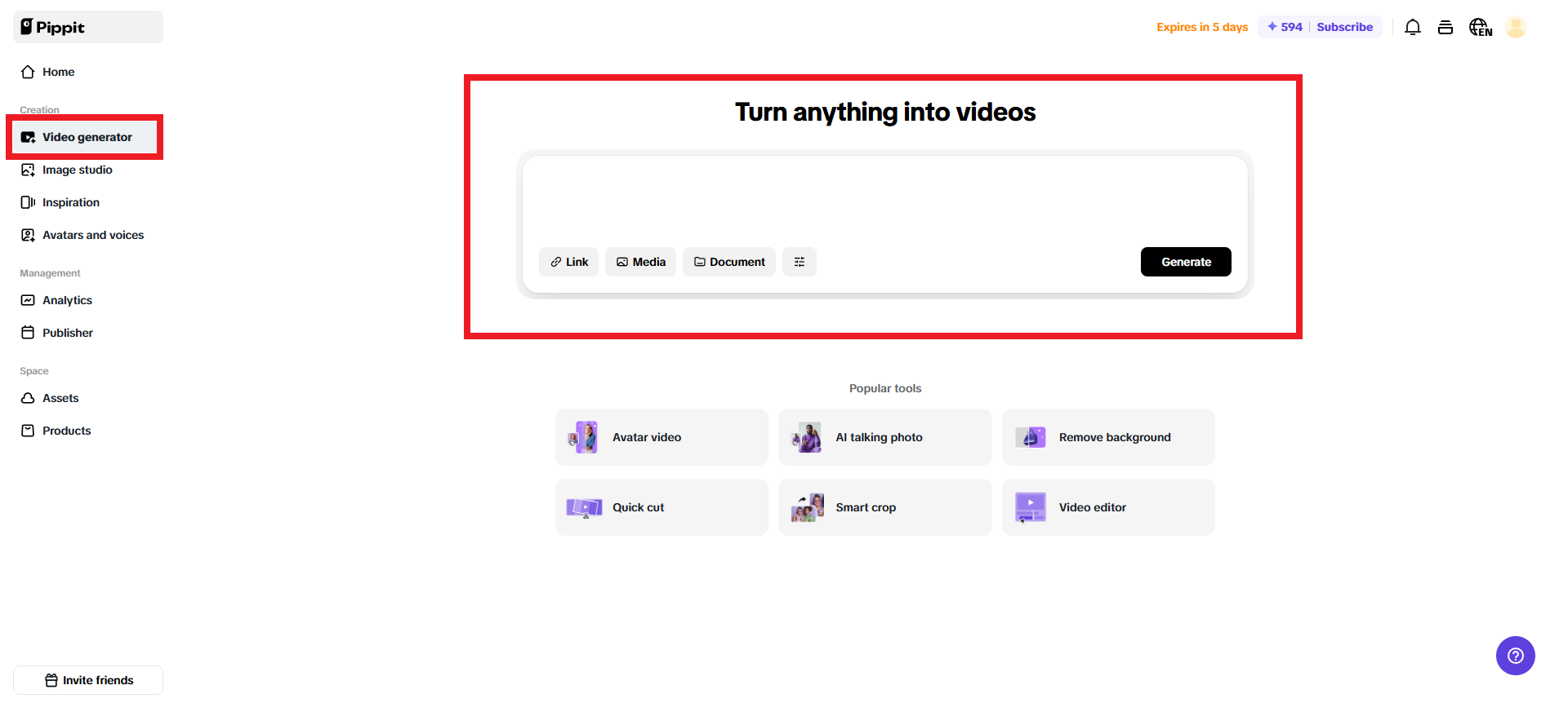 Instant video generation