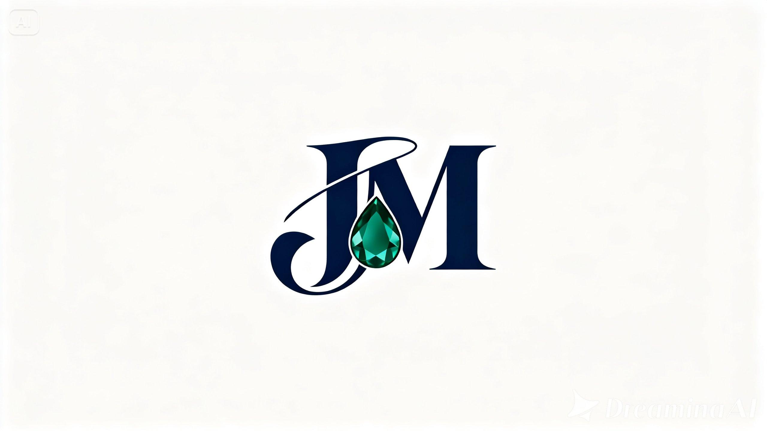 jewelry logo with intertwining initials with a gemstone accent