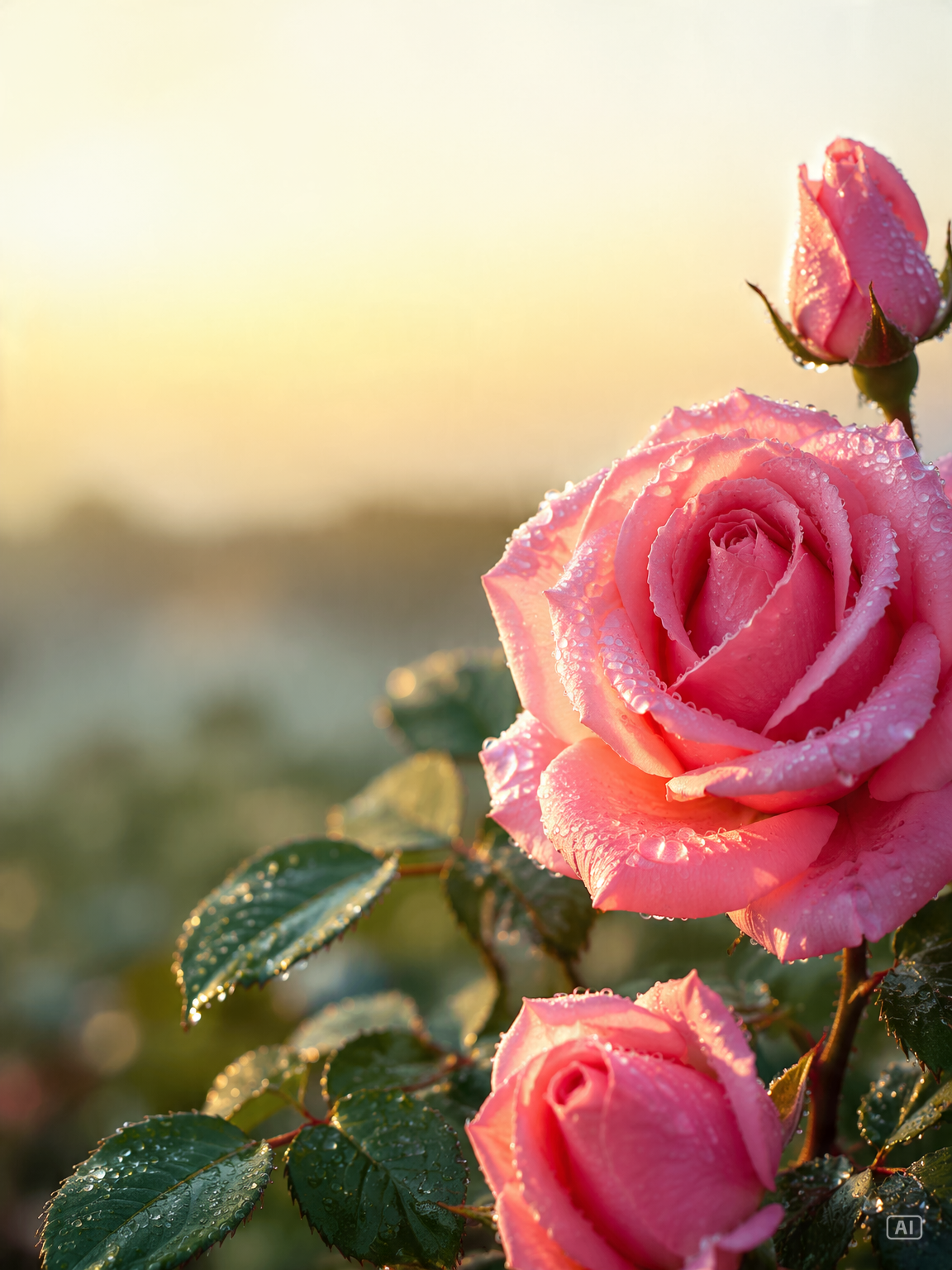 Dew-covered rose good morning image generated by Pippit