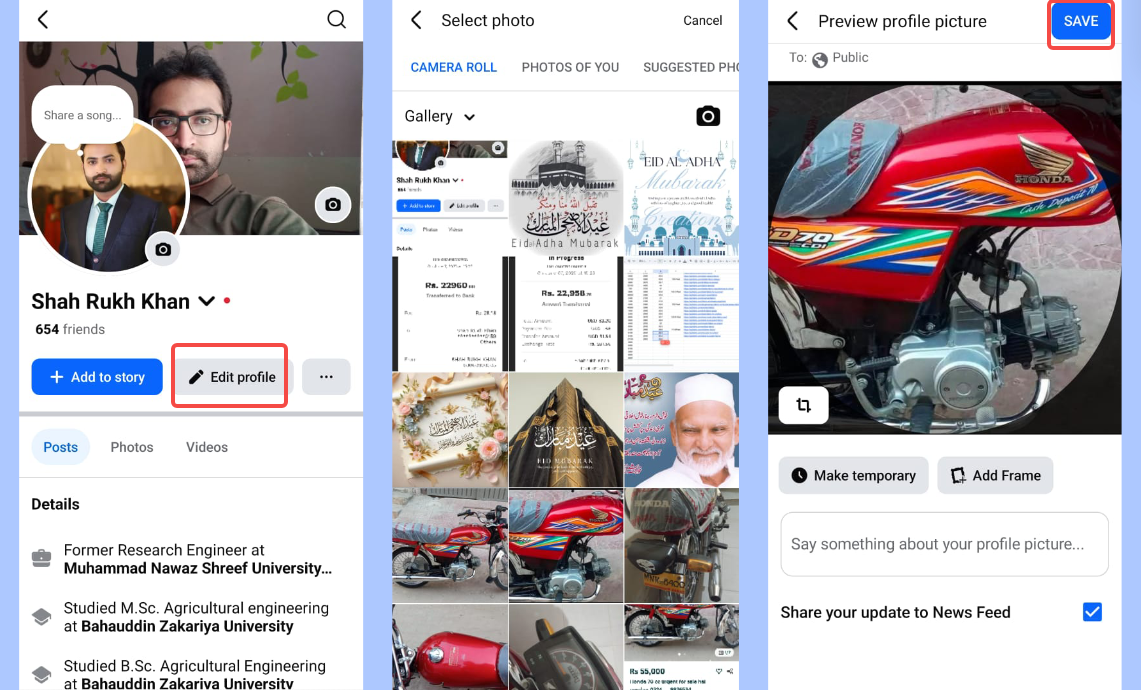 Changer la photo de profil Facebook sur mobile