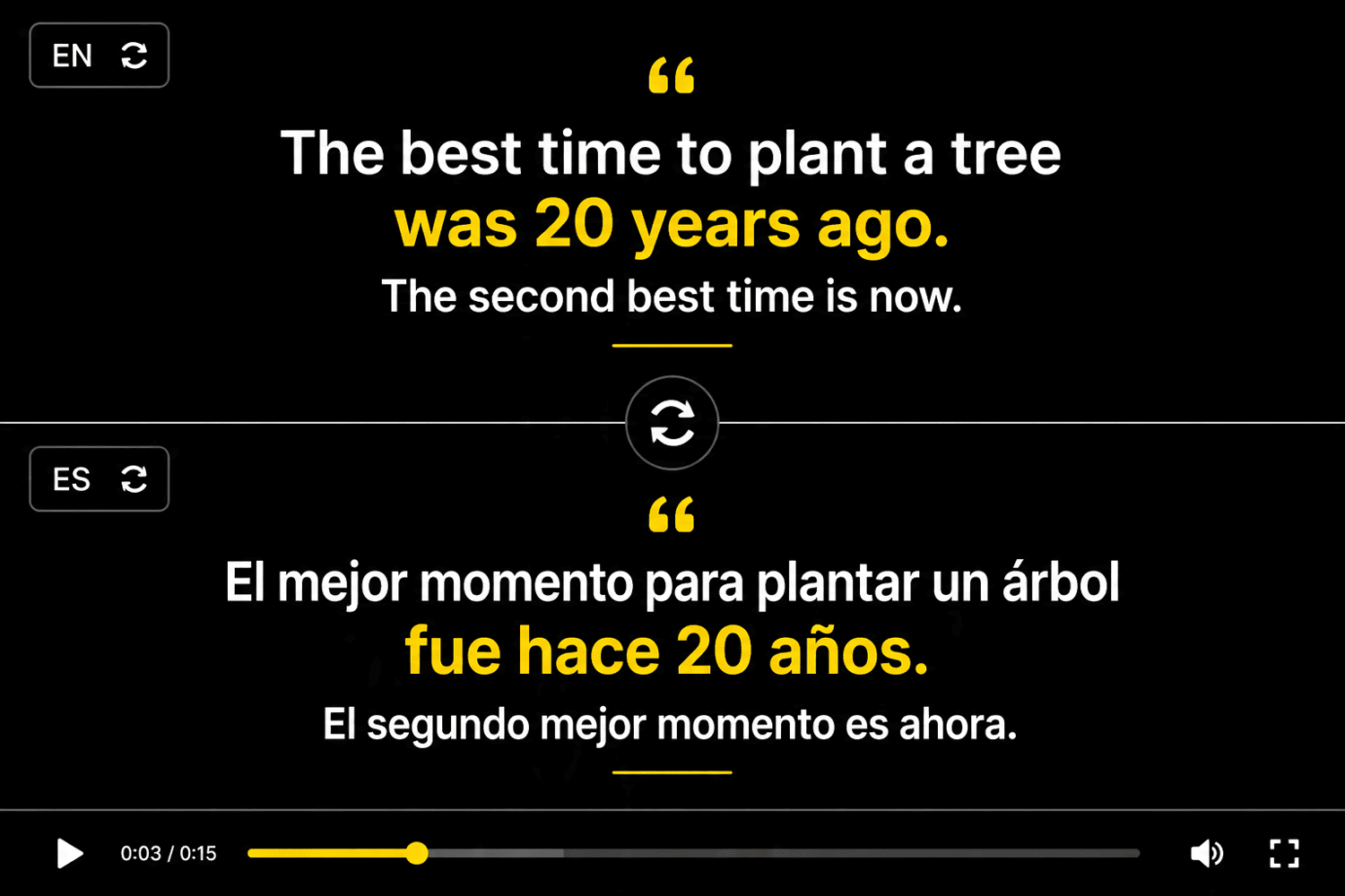 Short video with animated caption text