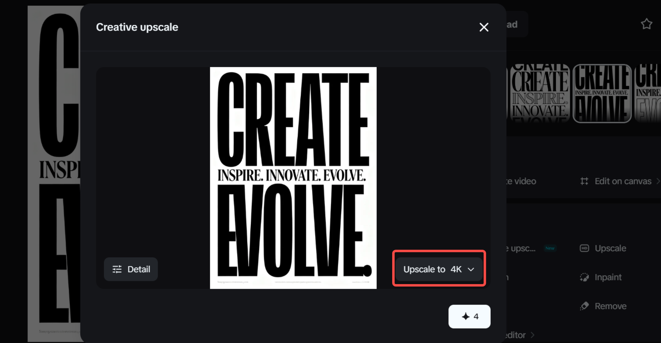 Ferramentas de IA Dreamina que aprimoram cartazes de tipografia: IA imagem upscaler