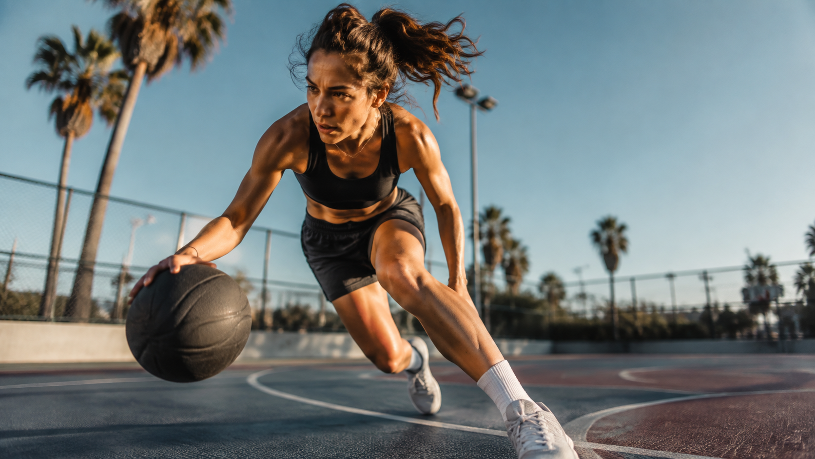 Outdoor Court Ball Training for sport girl video breakdown