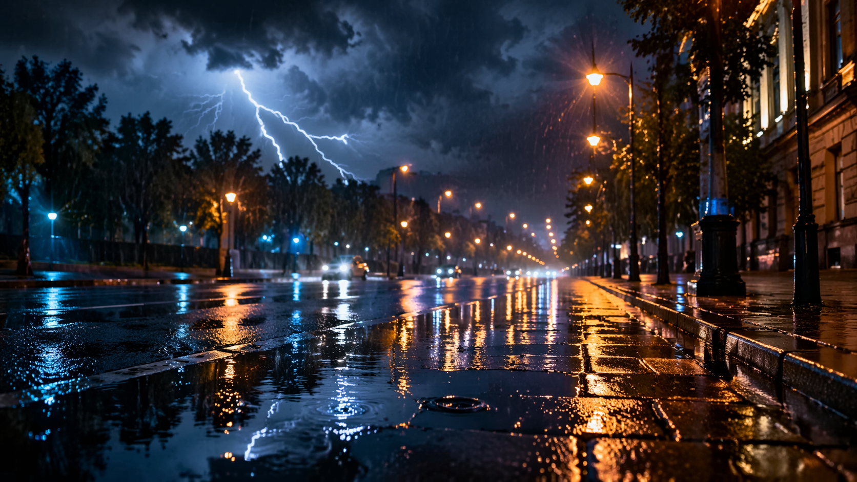 Dreamina thunderstorm filter prompt example 3: Lightning Landscape Scene