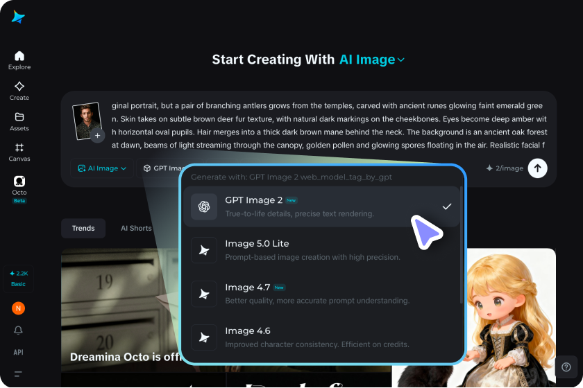 Select the AI model and generate