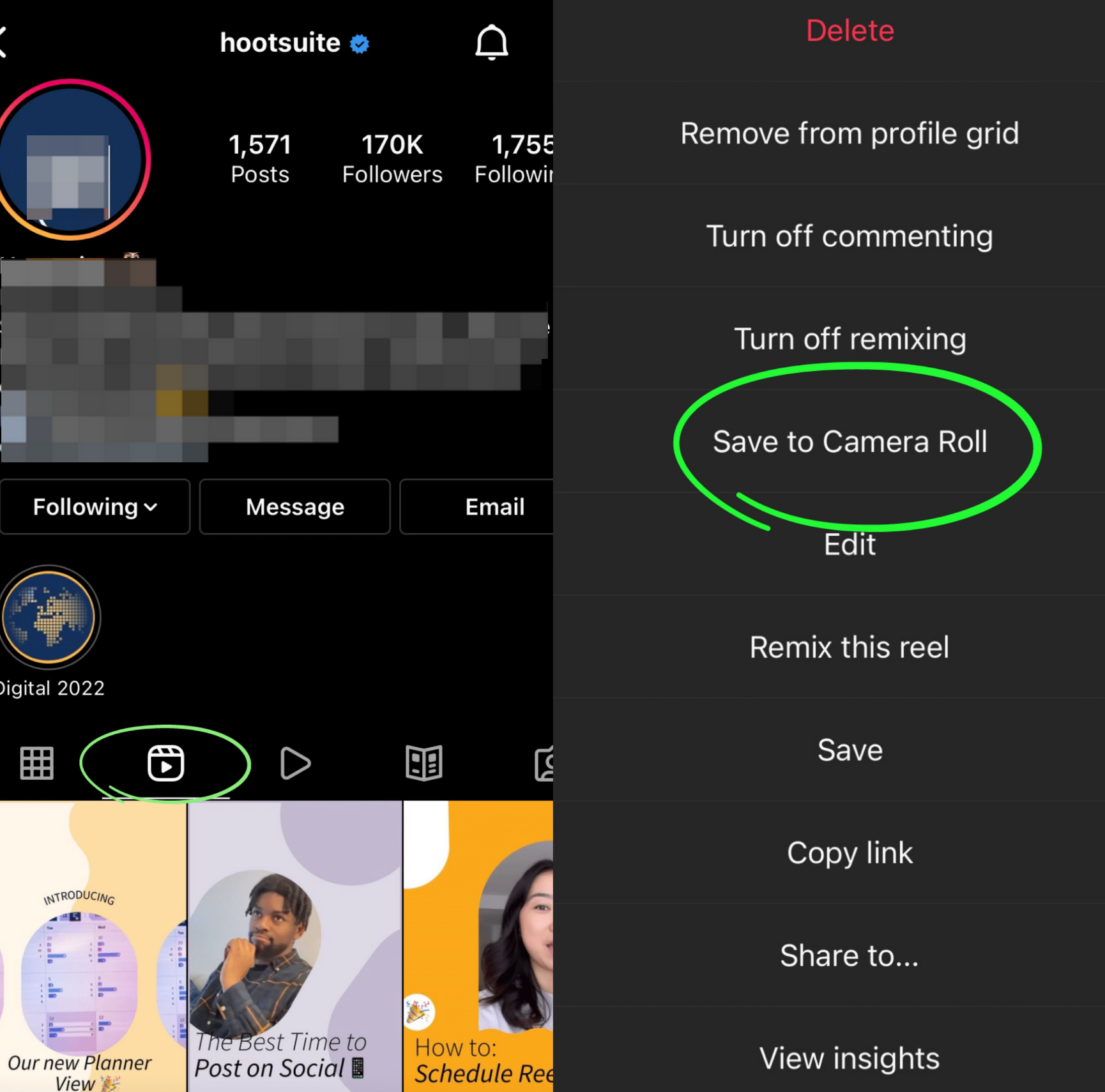 L'interface pour télécharger vos courtes vidéos Instagram