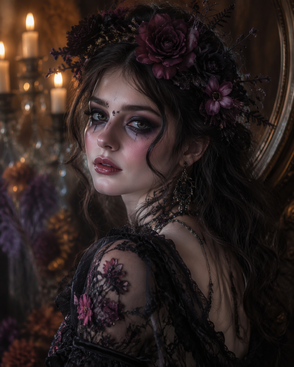 Dreamina AI whimsigoth filter prompt example 3: Celestial Makeup Look
