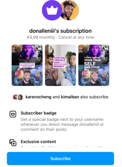 Abonnements Instagram
