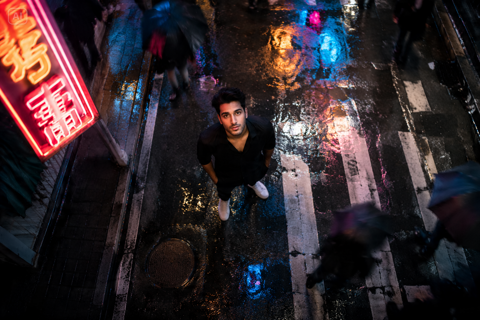 Copy and paste cinematic street overhead shot prompt