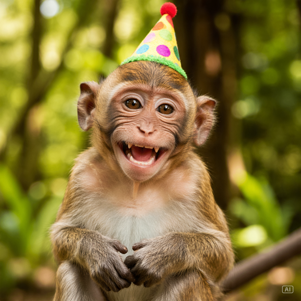 Monkey party hat image generated by Pippit