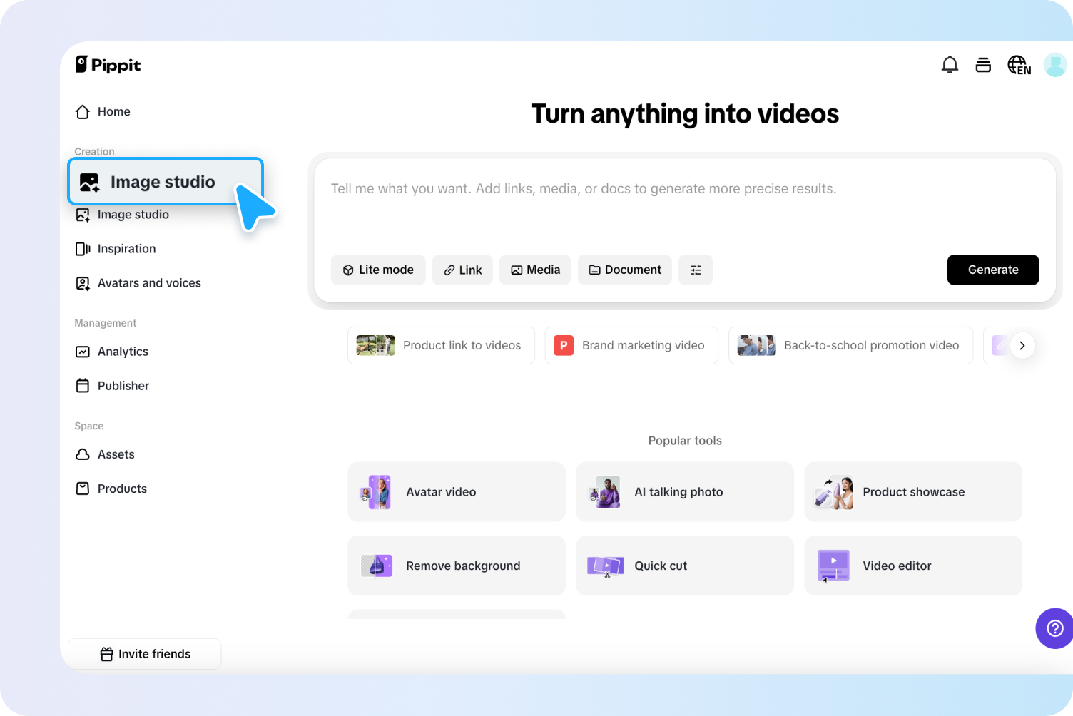 Access the video generator