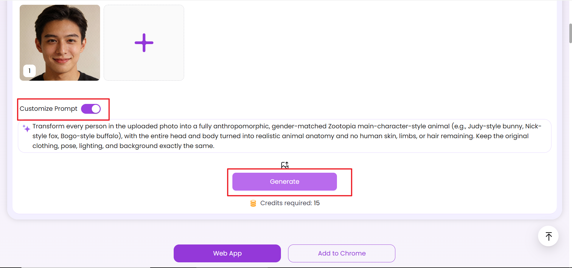 Customize prompt and generate