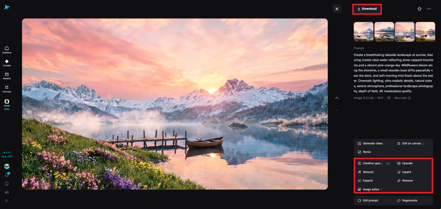 Refine and download your image