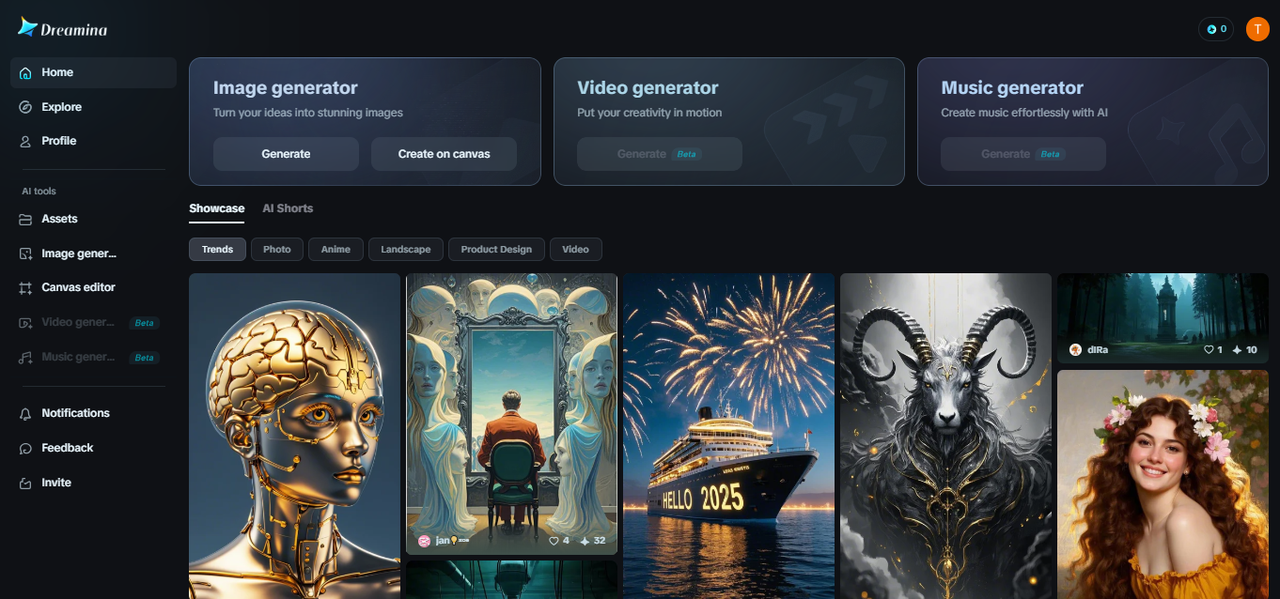 Dreamina's interface