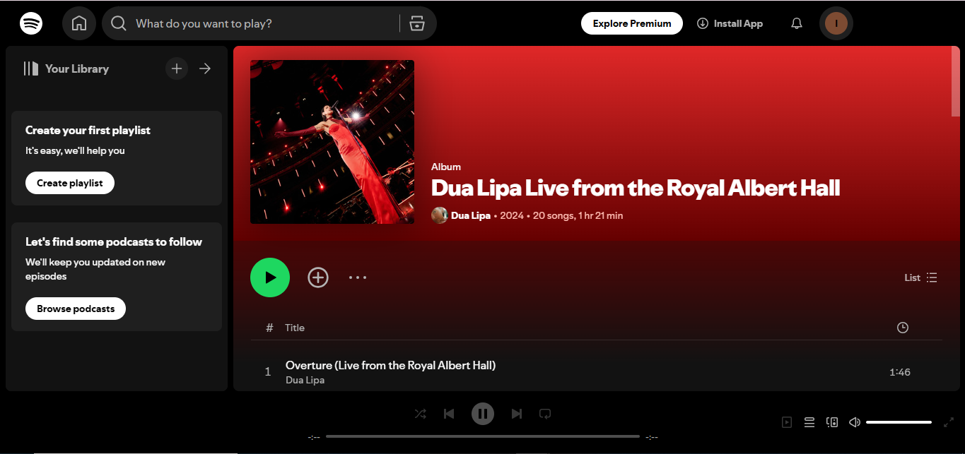 Dua Lipa par Dua Lipa - reconnu comme l'un des albums les plus diffusés sur Spotify