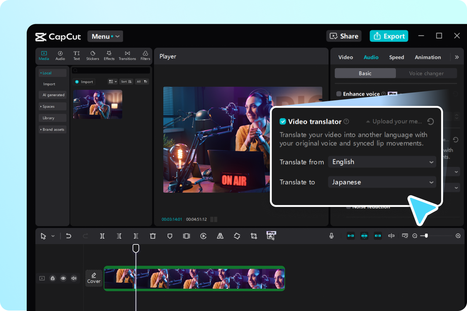 Translate video  