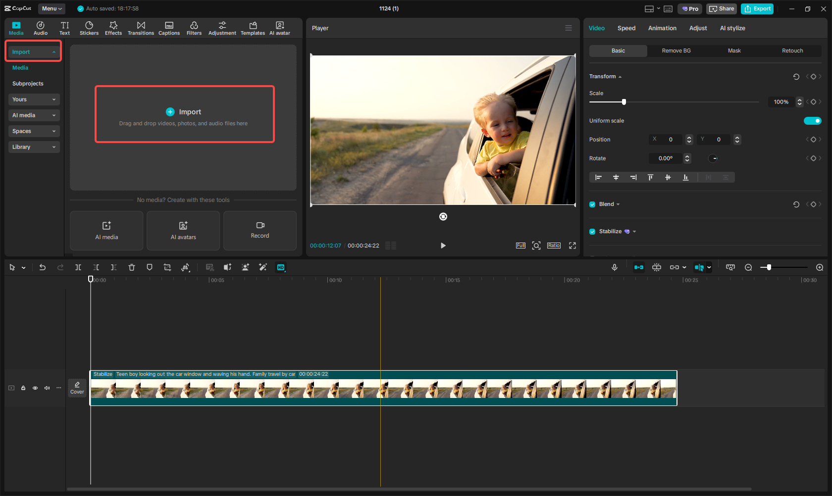 Import your video