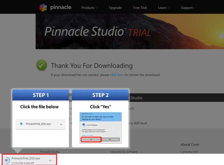 Herunterladen der Pinnacle Studio Software
