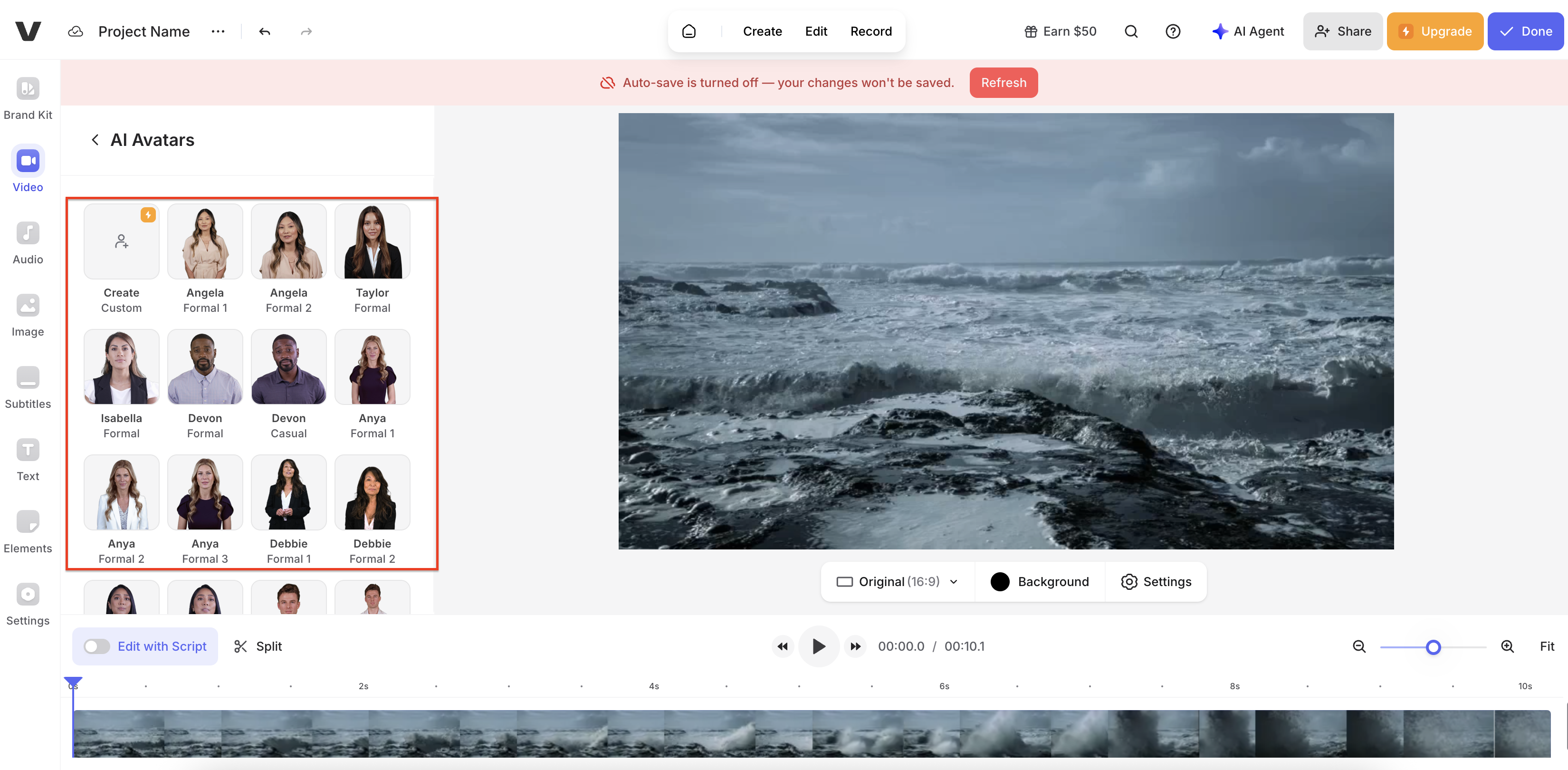 Choose AI avatar and enter script