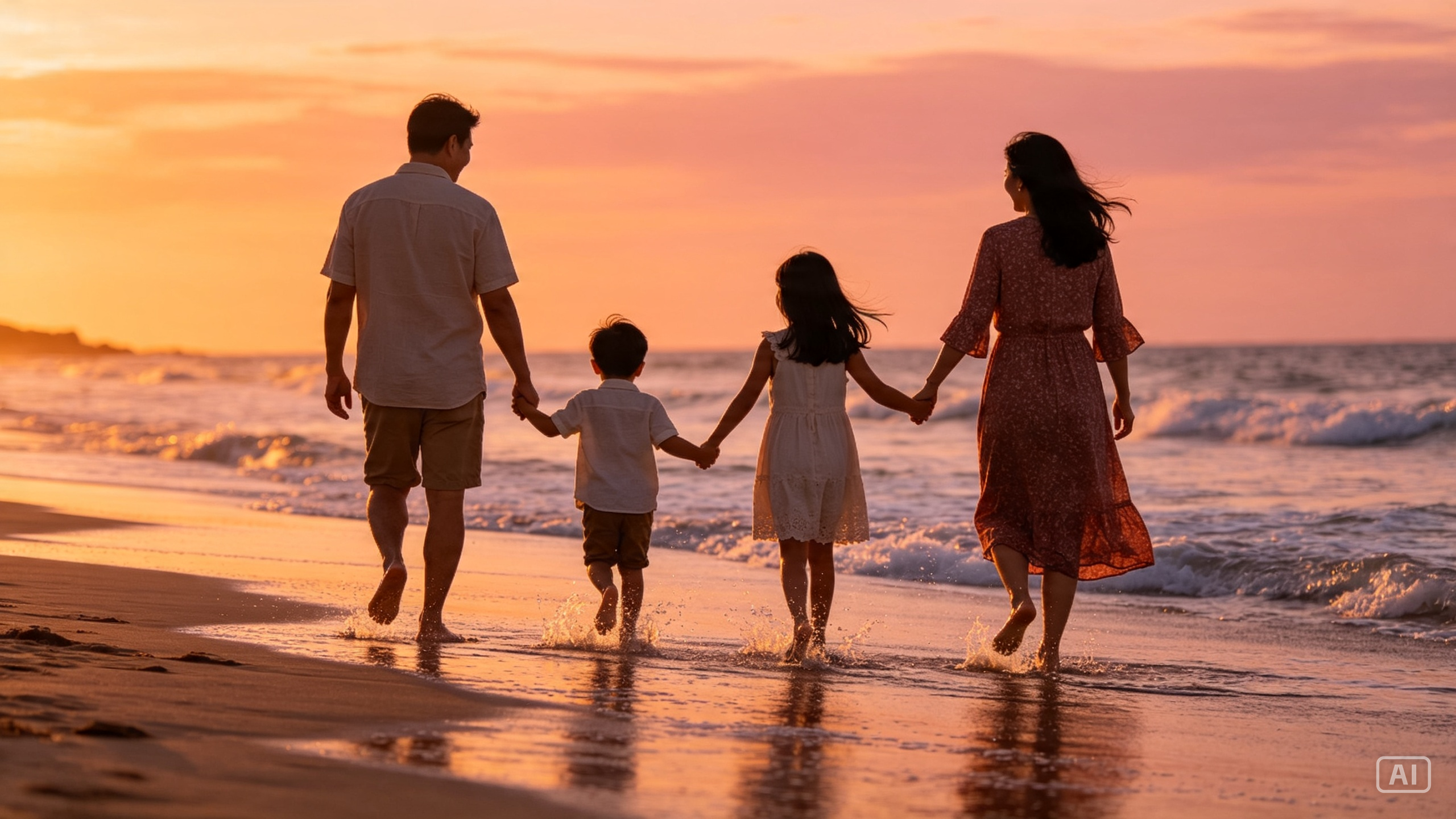 Beach family photo generated by Pippit