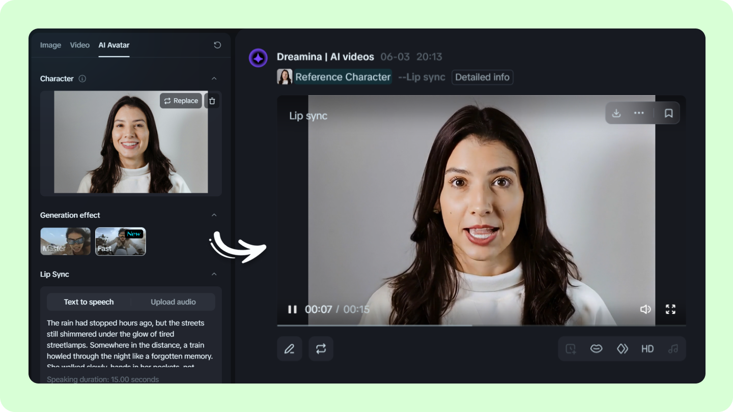 Lip sync video AI