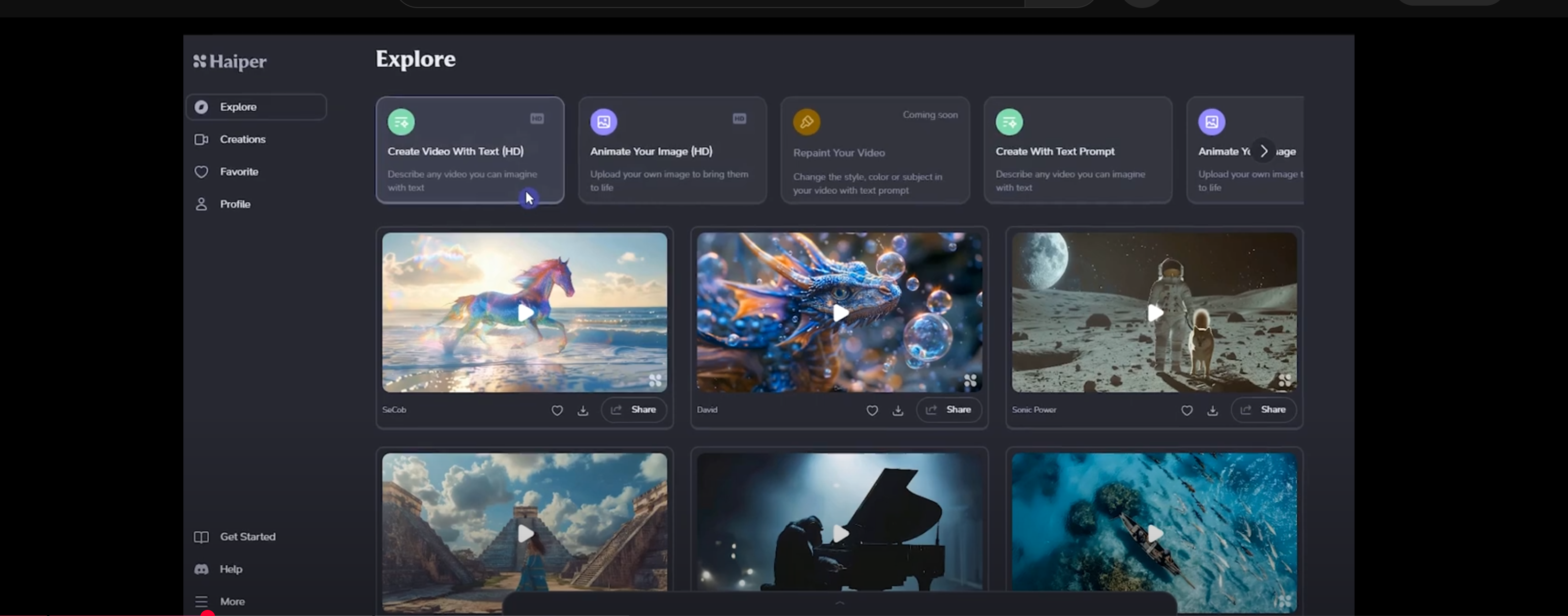 Haiper AI home page