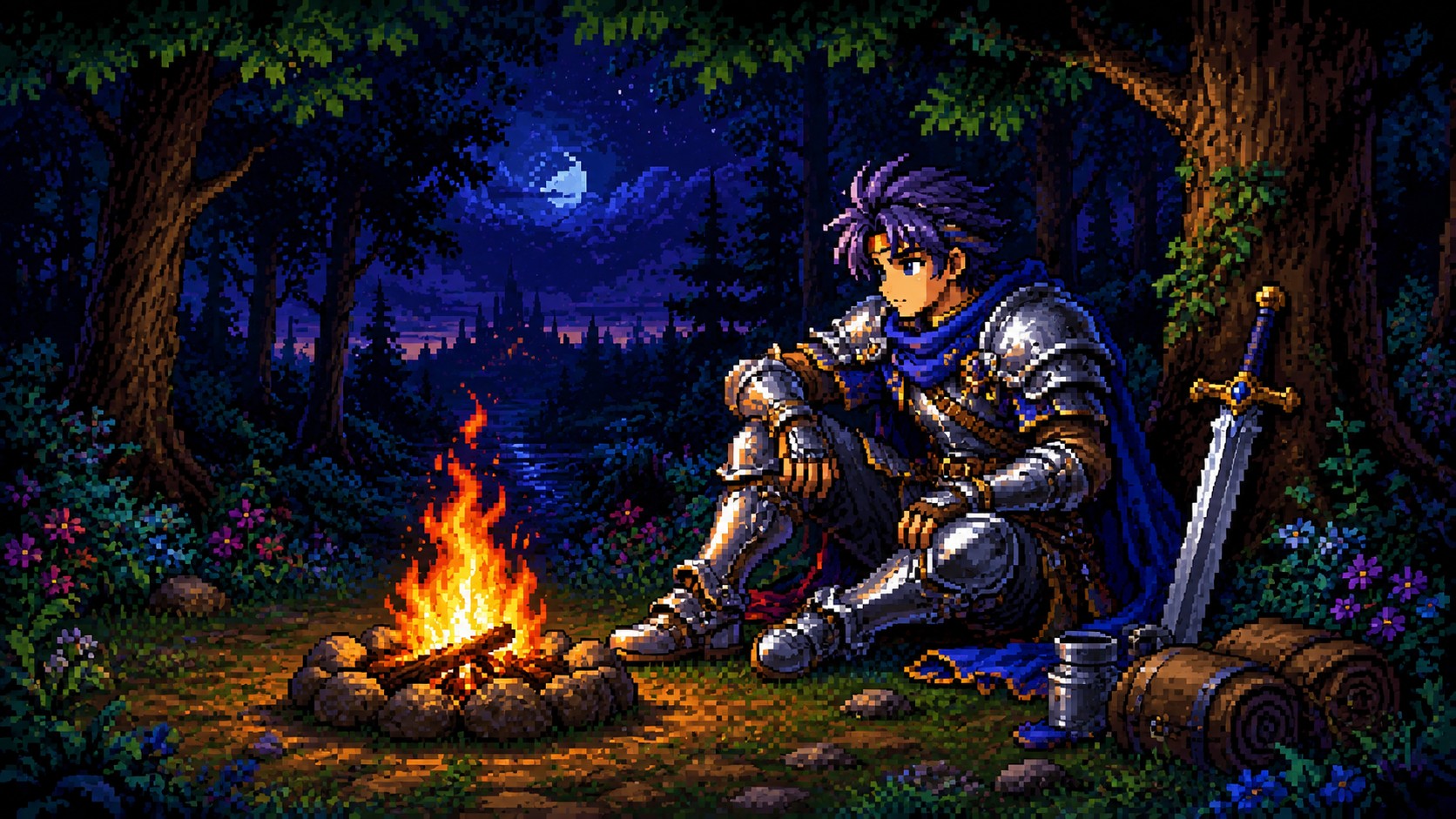Retro 16-Bit-Pixel-Kunst-Anime