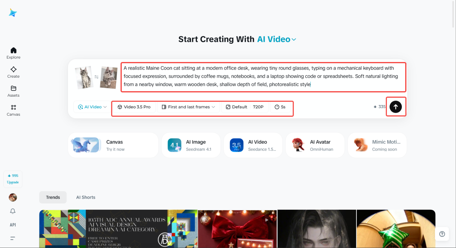 Enter prompt to generate AI animal video