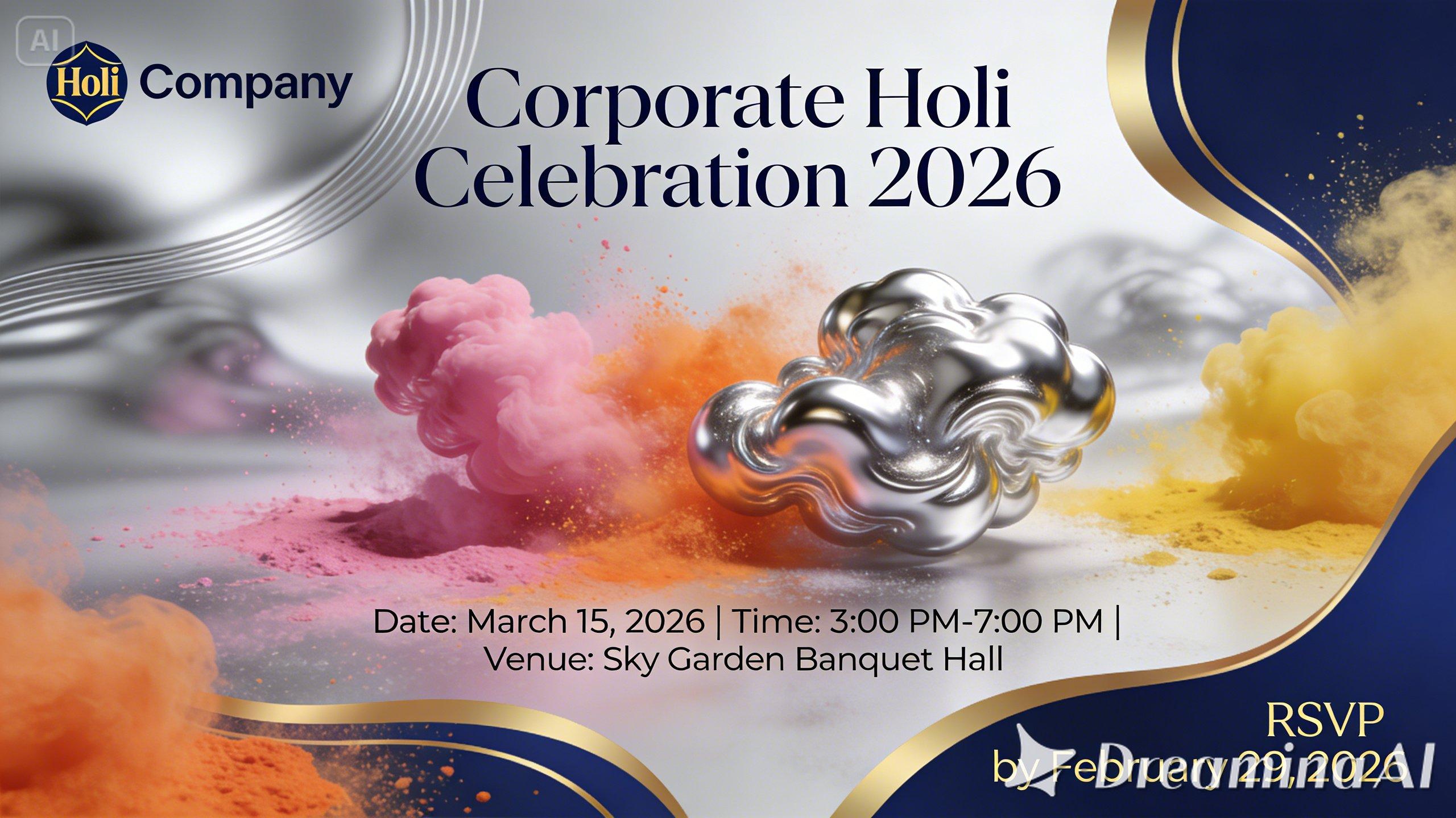 Bedrijfsfeest Holi uitnodiging