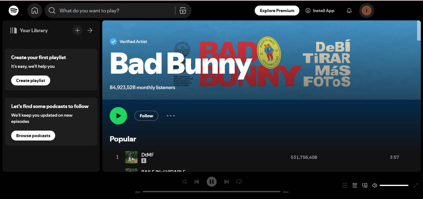 Bad Bunny - L'artiste le plus suivi sur Spotify dans le reggaeton