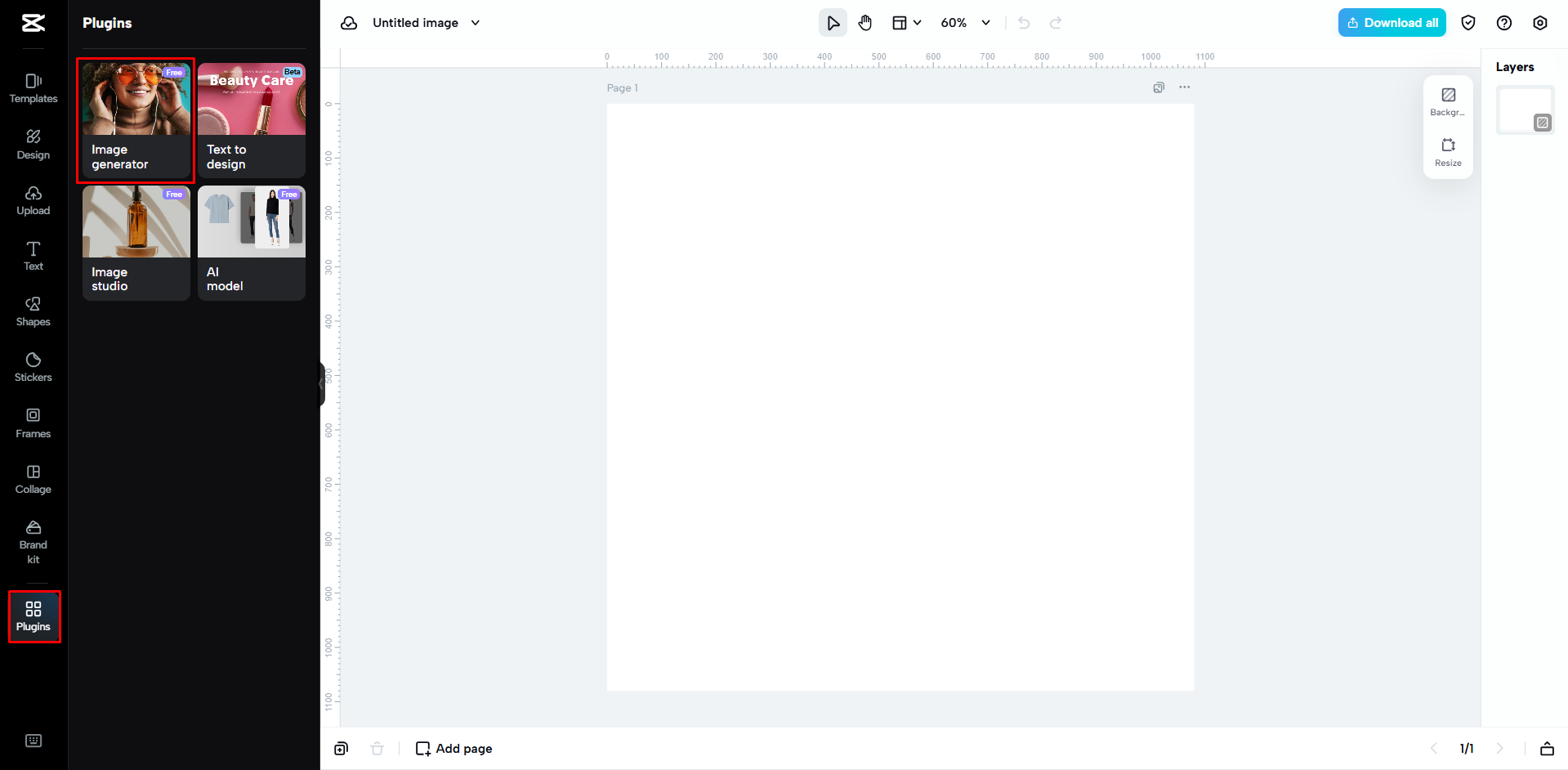 Accesso al generatore di immagini in CapCut Web