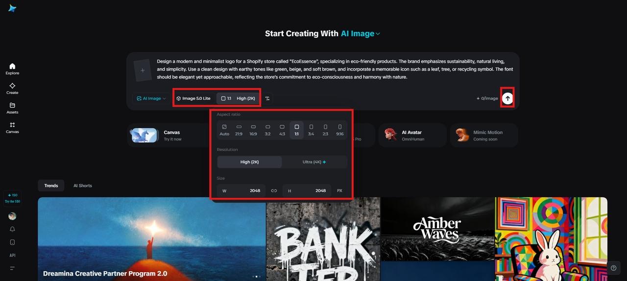 Select the image model and generate a logo