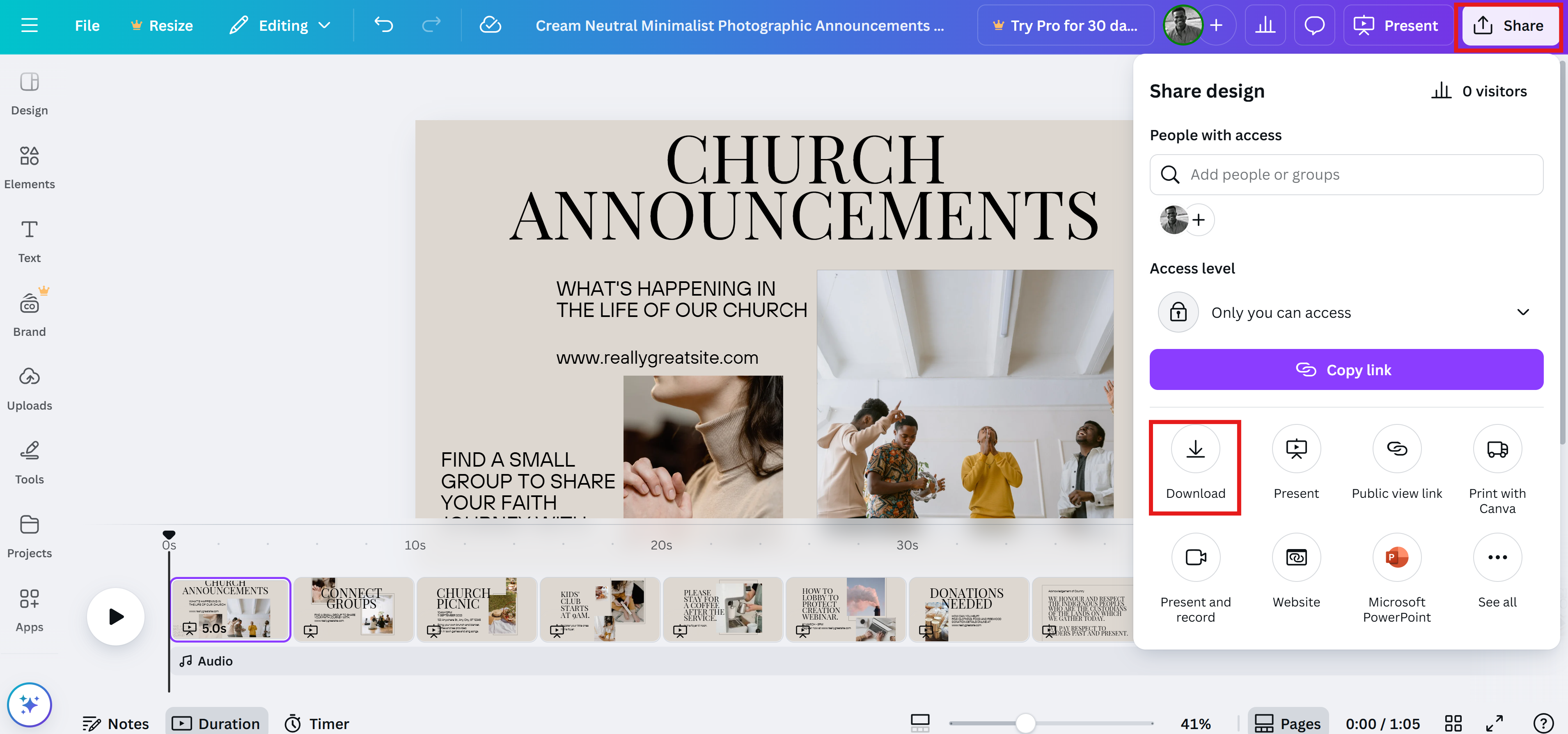 Canva: Idee für Kirchenflyer