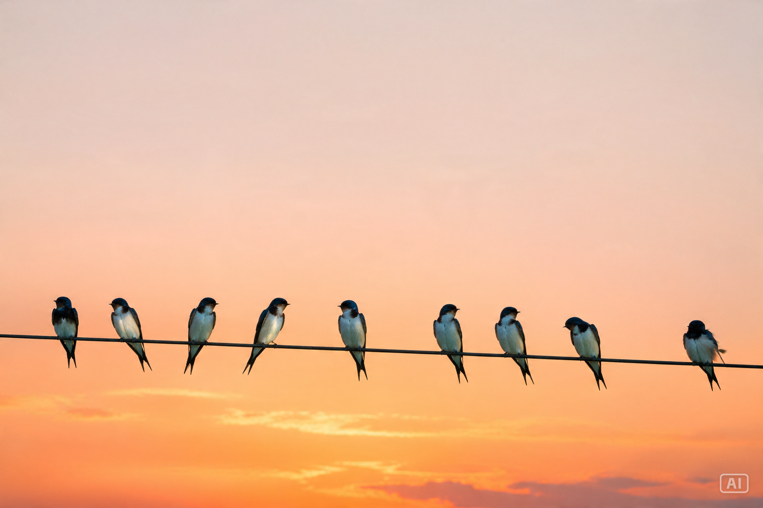 Birds on a wire good morning image generated by Pippit