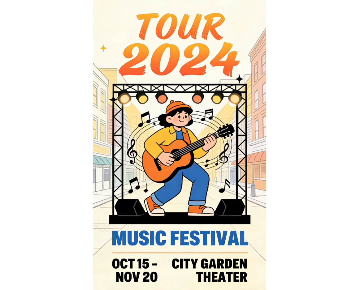 Tour poster design idea: Illustrated tour poster backgrounds