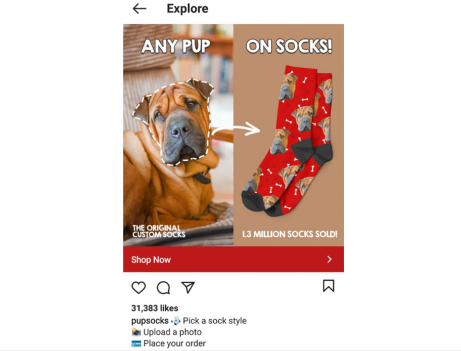 PupSocks ': "Qualsiasi faccia da cucciolo sui calzini"