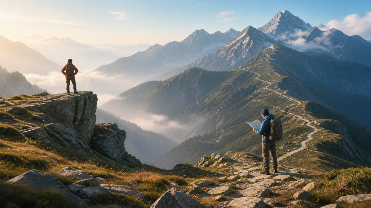Fictional dunning kruger effect concept: copy and paste a mountain-path prompt