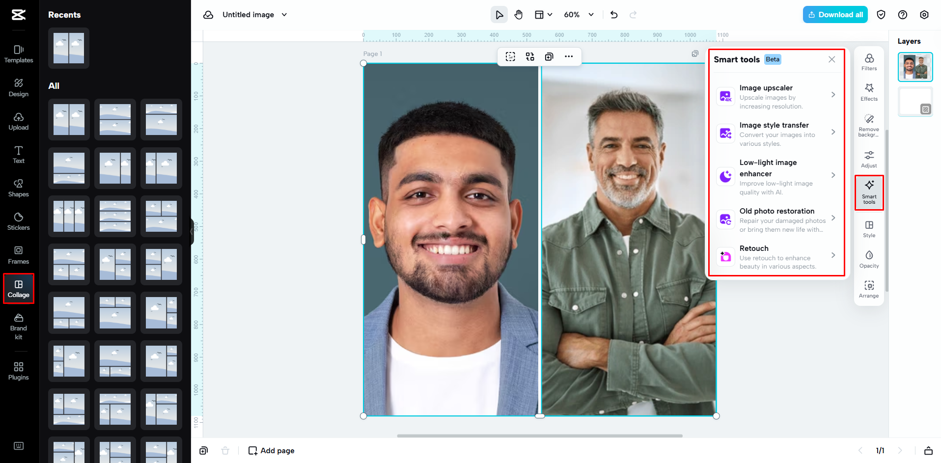 Creating a photo collage in CapCut Web
