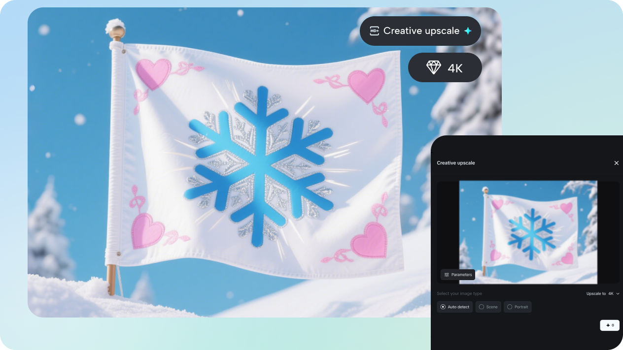 Flag maker online upscaling the flag to 4K quality