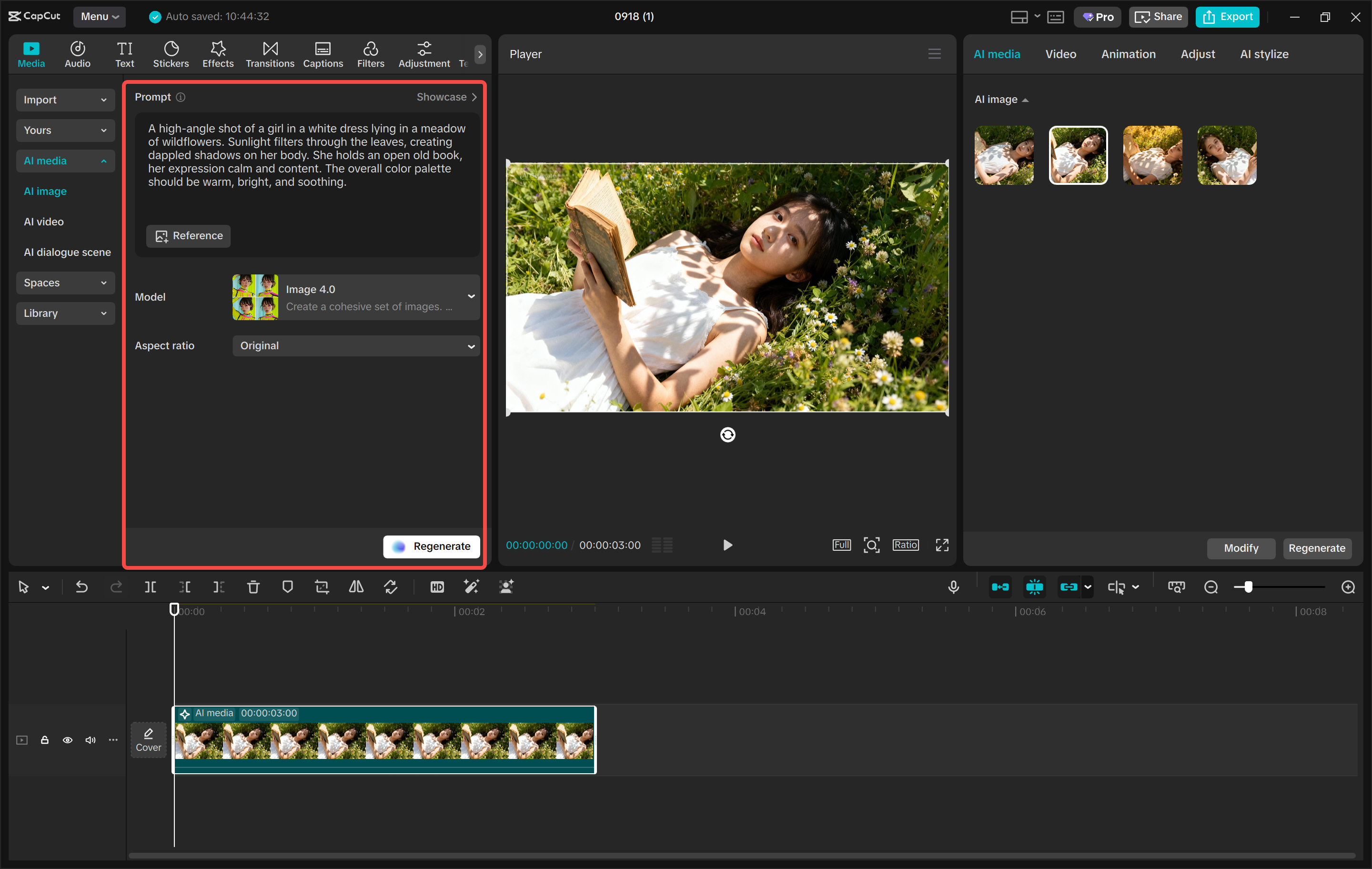 Crearea de imagini cu AI în editorul video CapCut desktop