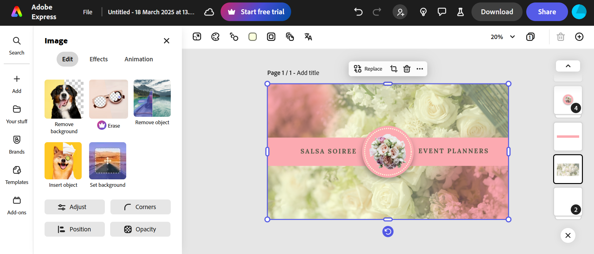 Change size of LinkedIn banner with Adobe