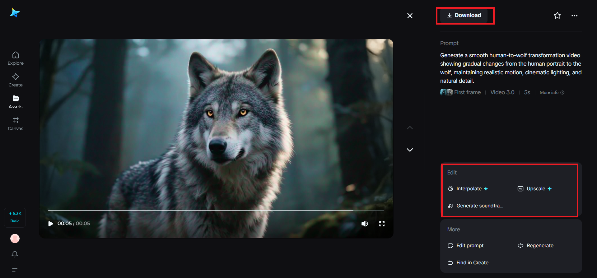 Unduh video transformasi serigala