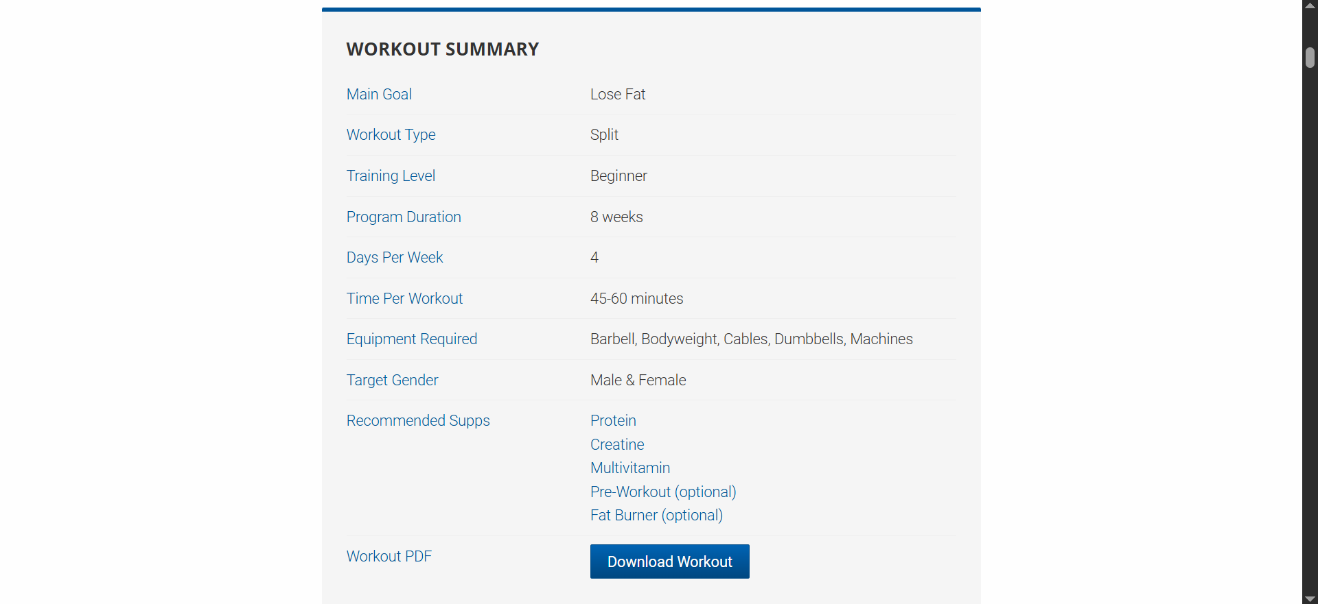 Muscle & Strength workout planner