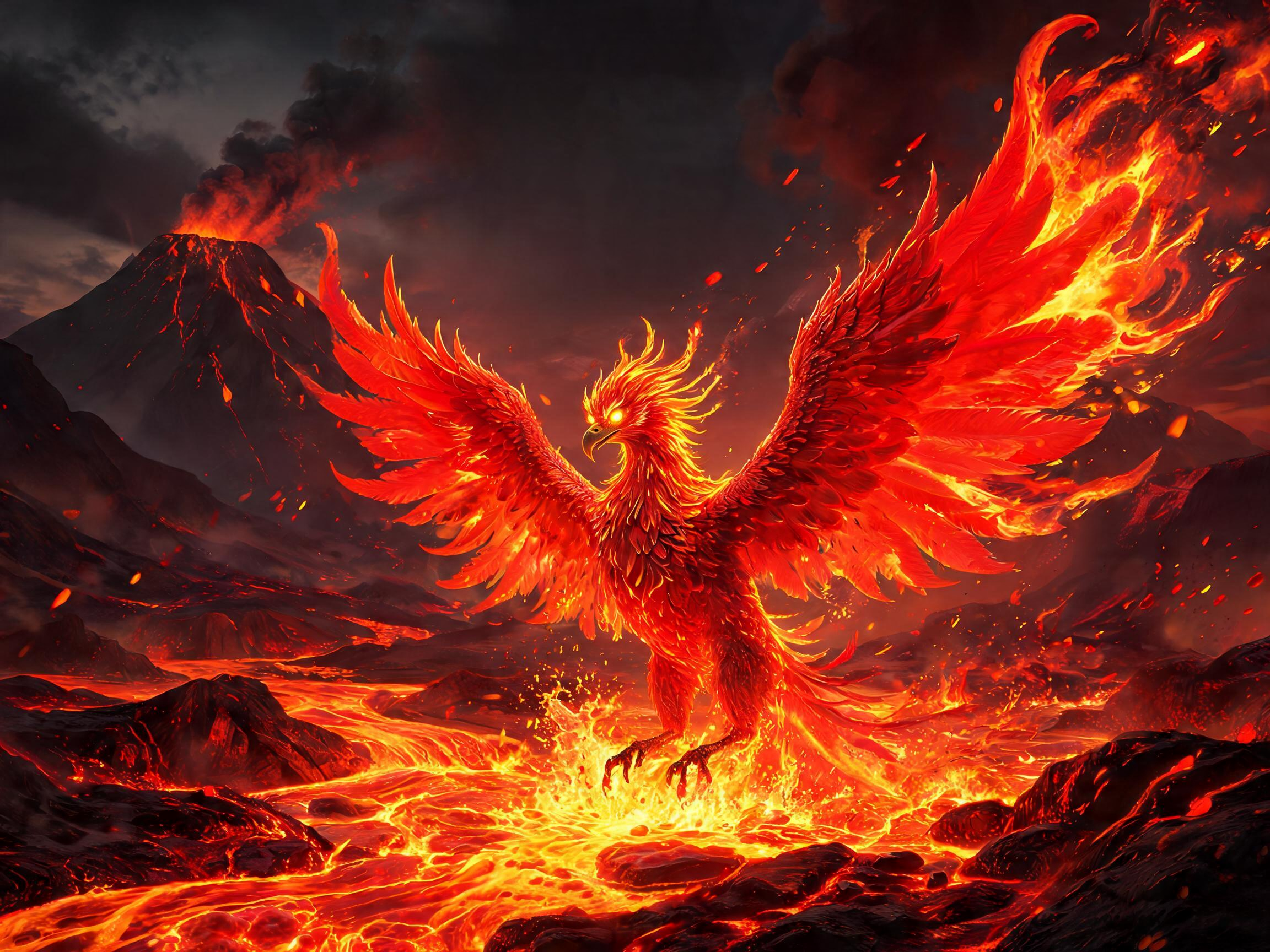 Prompt for a volcanic phoenix