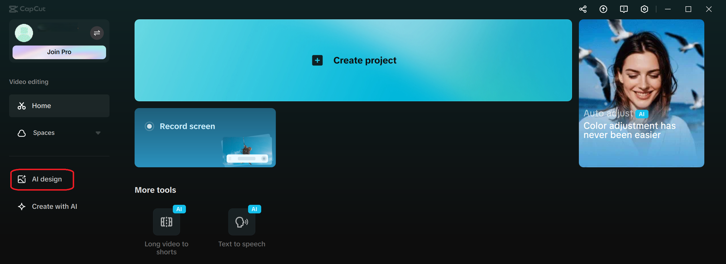 KI-Design auf CapCut Desktop