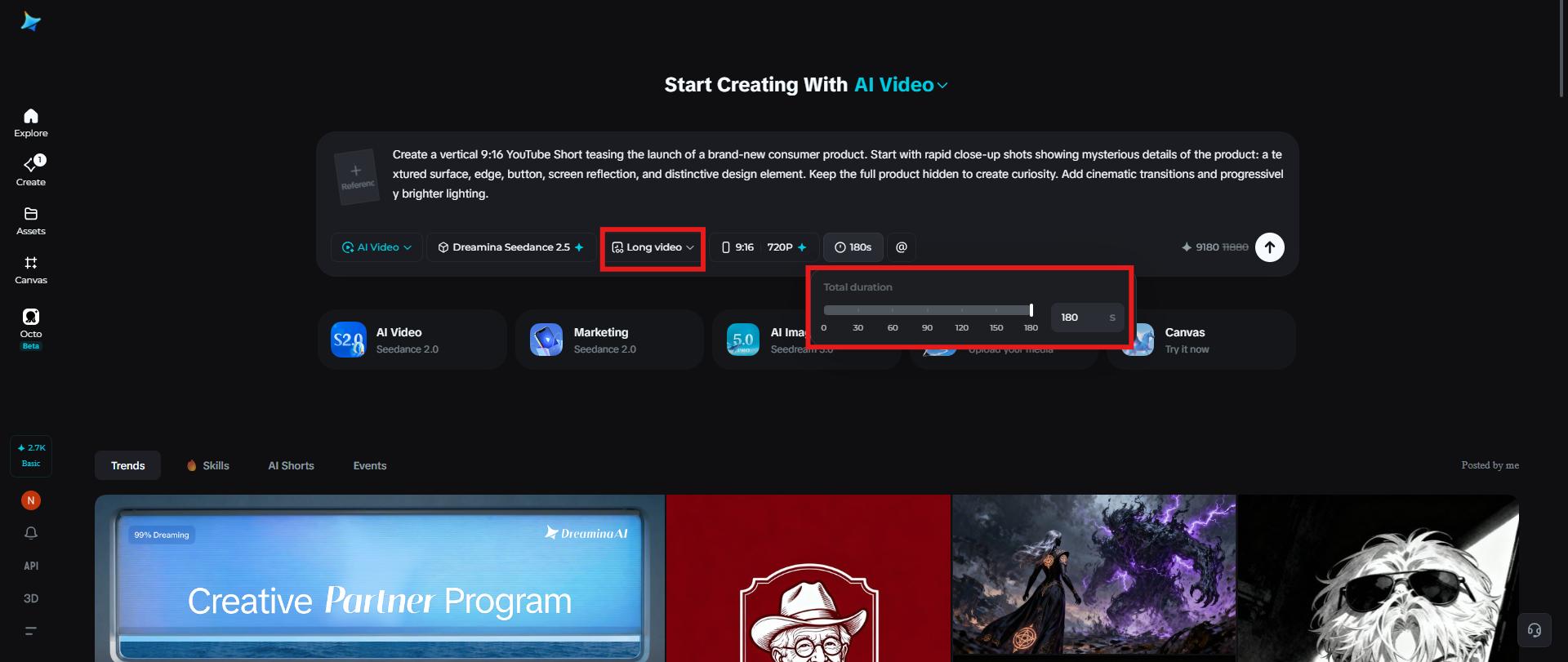 Long video generation
