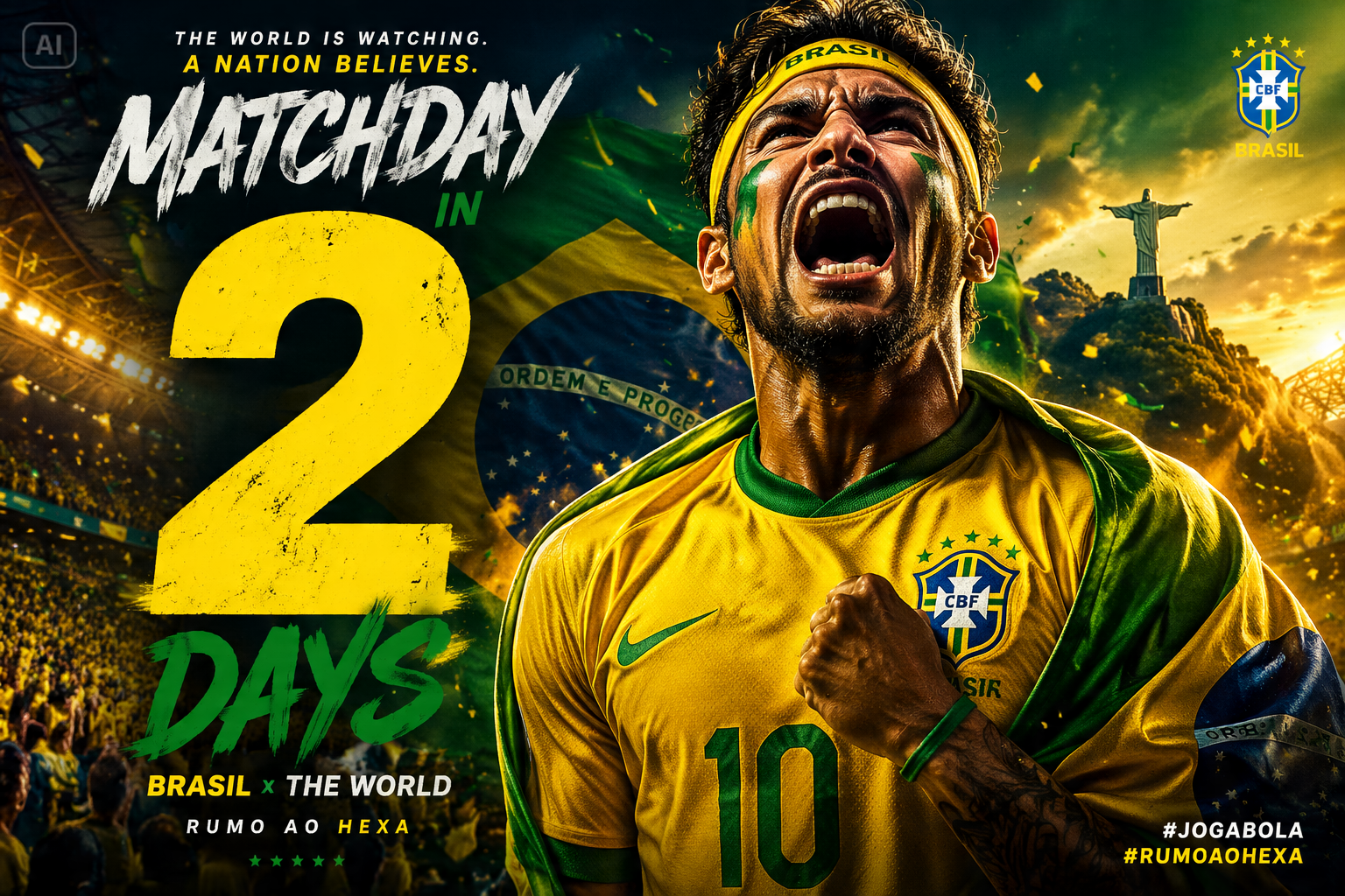 Cinematic Brazil Celebration Fan Poster features
