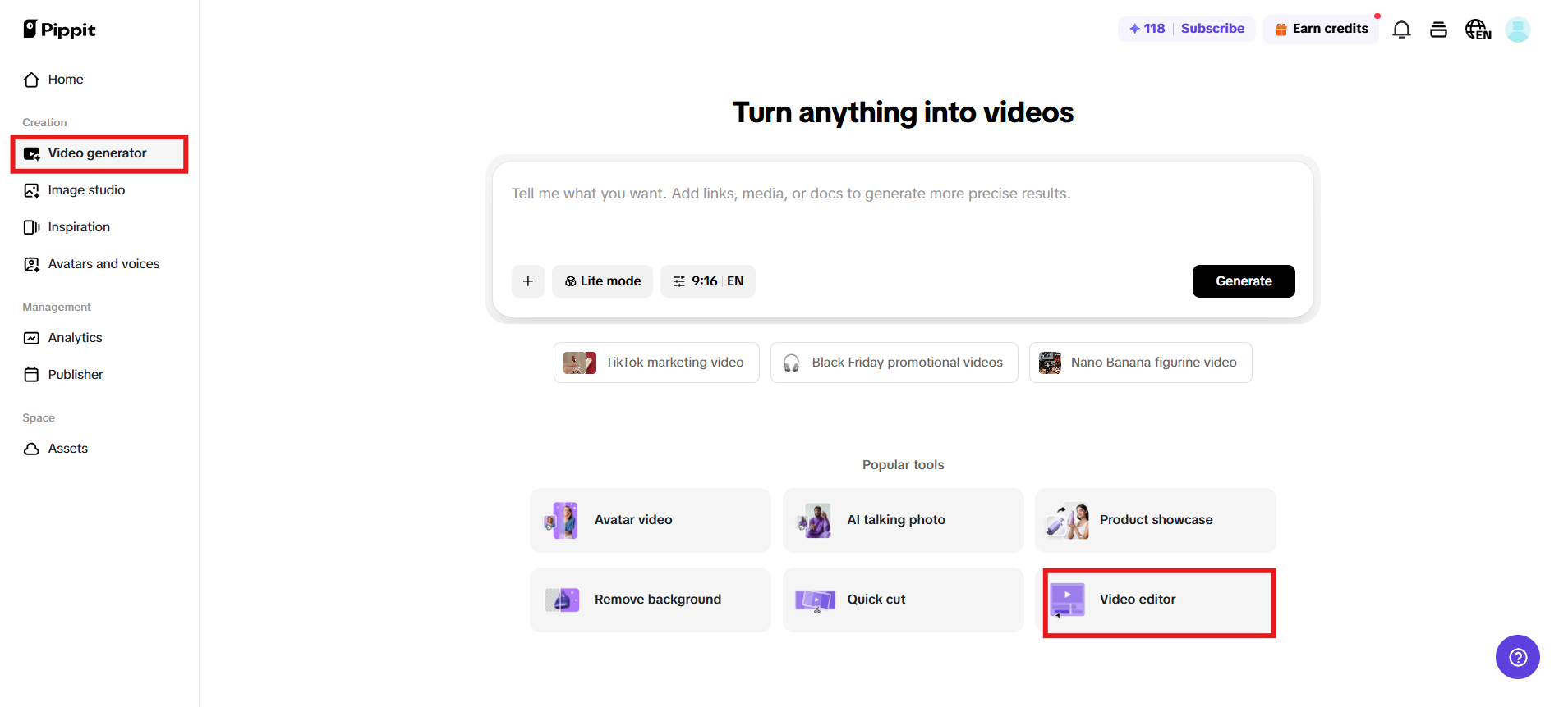 Acceder al editor de video