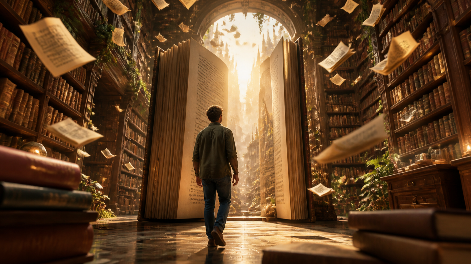 Hình ảnh anh hùng Lost in a Book AI Video Effect